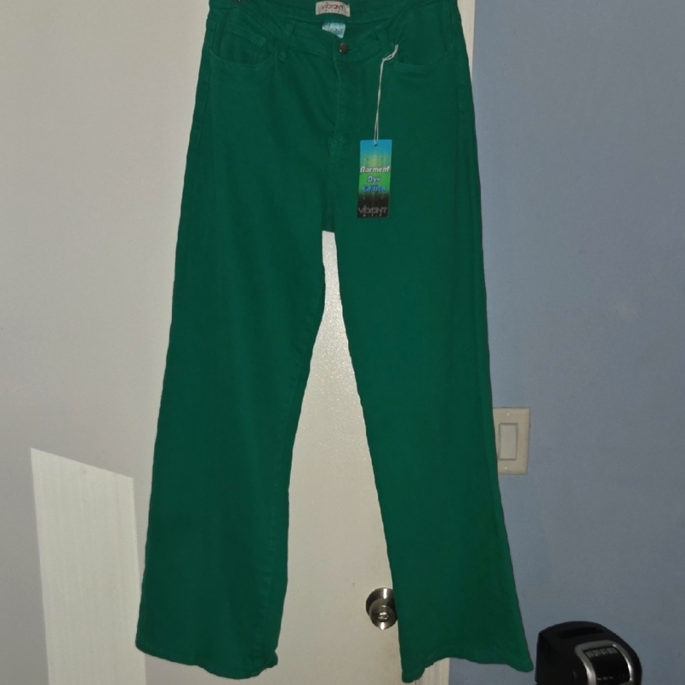 Vibrant Jade Wide Leg Jeans